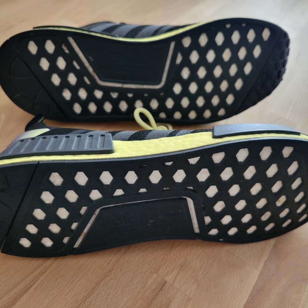 Adidas Black and Neon Yellow Sneakers